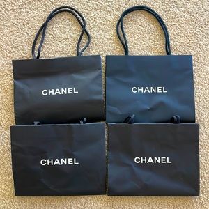 Authentic CHANEL black shopping purse hand bag lot of 4